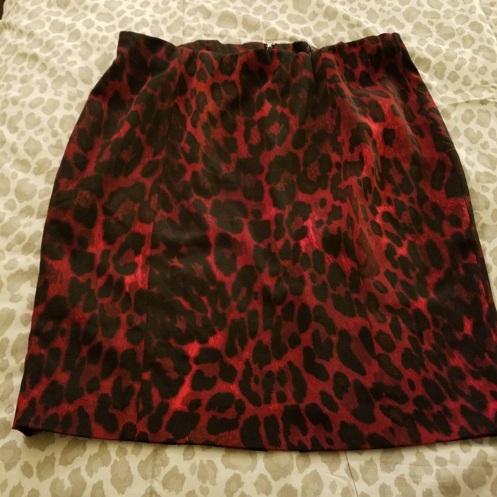 Red leopard skirt